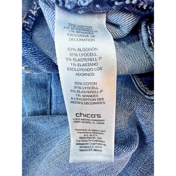 Chico's Platinum Distressed Skimmer Ankle Jeans Medium Wash Size 3.5 - Picture 7 of 8